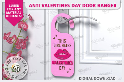 Anti Valentines Day Door Hanger Laser Cut. Love Sign SVG SVG Evgenyia Guschina 