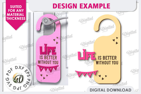 Anti Valentines Day Door Hanger Laser Cut. Love Sign SVG SVG Evgenyia Guschina 