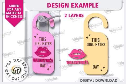 Anti Valentines Day Door Hangers Laser Cut Bundle. Love SVG SVG Evgenyia Guschina 
