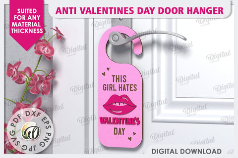 Anti Valentines Day Door Hangers Laser Cut Bundle. Love SVG SVG Evgenyia Guschina 