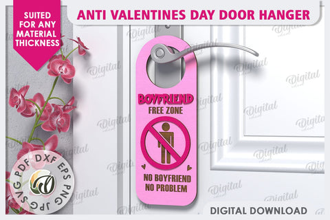 Anti Valentines Day Door Hangers Laser Cut Bundle. Love SVG SVG Evgenyia Guschina 