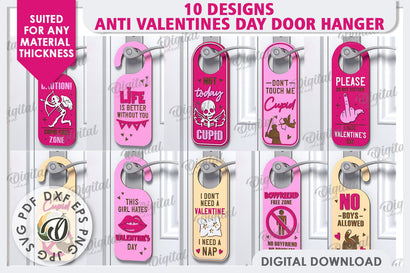 Anti Valentines Day Door Hangers Laser Cut Bundle. Love SVG SVG Evgenyia Guschina 