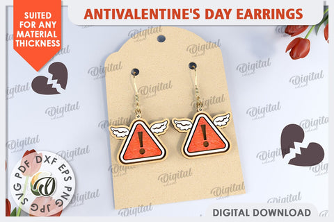 Anti Valentine's Day Earrings Laser Cut Bundle. Earrings SVG SVG Evgenyia Guschina 