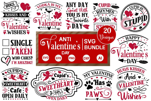Anti Valentine's Day SVG Bundle, Funny Valentines quotes, Valentine SVG Bundle, SVGs,Quotes and Sayings,Food & Drink,On Sale, Print & Cut SVG DesignPlante 503 