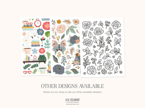 Antique Blooms Floral Sticker Sheet SVG Aja Nicole Designs 