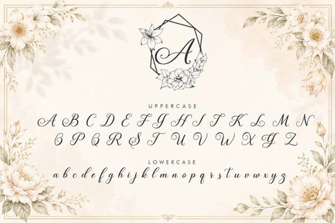 Antique Blossom Monogram Font Prasetya Letter 