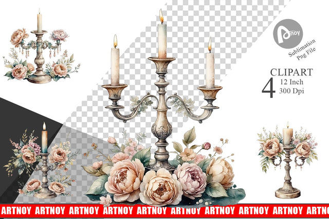 Antique Candlestick Clipart Sublimation artnoy 