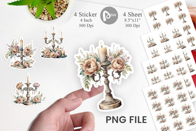 Antique Candlestick Sticker Sublimation artnoy 