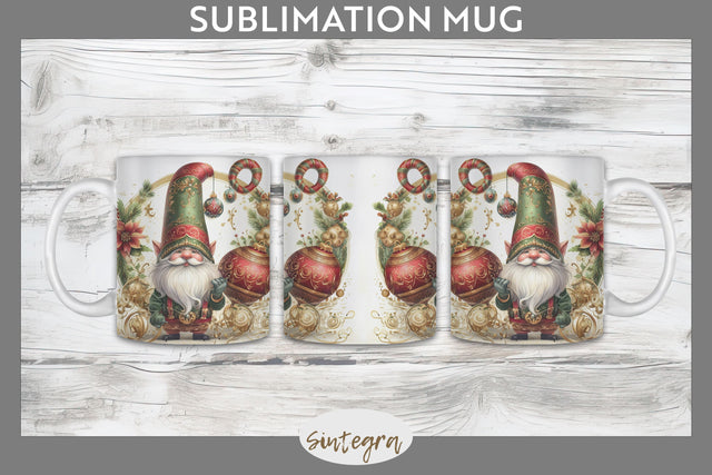 Antique Christmas Gnome v1 Mug Wrap Sublimation Sublimation Sintegra 