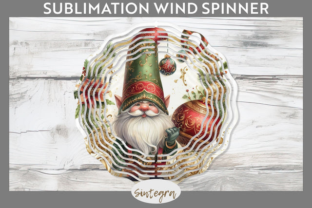 Antique Christmas Gnome v1 Wind Spinner Sublimation Sublimation Sintegra 