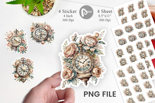 Antique Clock Sticker Sublimation artnoy 