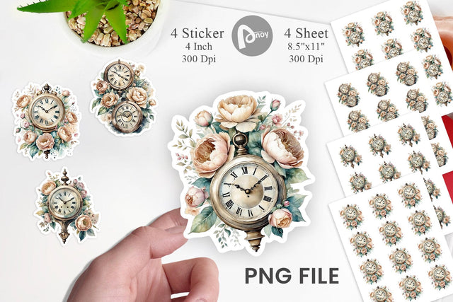 Antique Clock Sticker Sublimation artnoy 