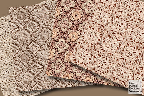 Antique Crochet | Granny Squares Afghan Stitched Fabric Texture Digital Pattern Fine Purple Elephant Creations 