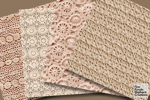 Antique Crochet | Granny Squares Afghan Stitched Fabric Texture Digital Pattern Fine Purple Elephant Creations 