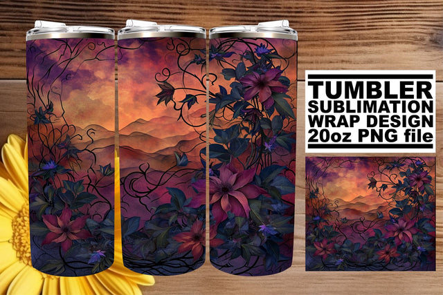 Antique Garden Serenity: Sublimation 20oz Tumbler Wrap Sublimation afrosvg 
