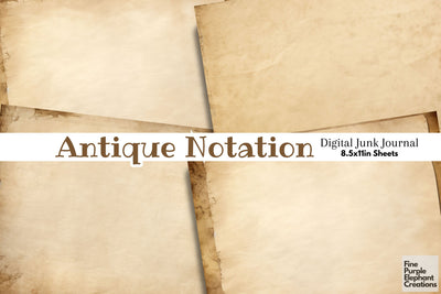 Antique Paper Junk Journal Pages Digital Pattern Fine Purple Elephant Creations 