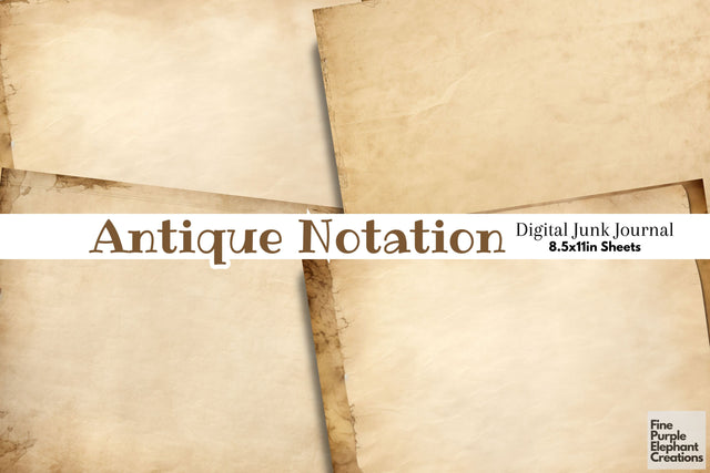 Antique Paper Junk Journal Pages Digital Pattern Fine Purple Elephant Creations 