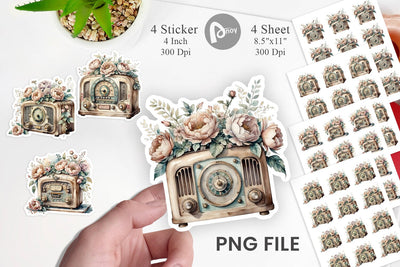 Antique Radio Sticker Sublimation artnoy 