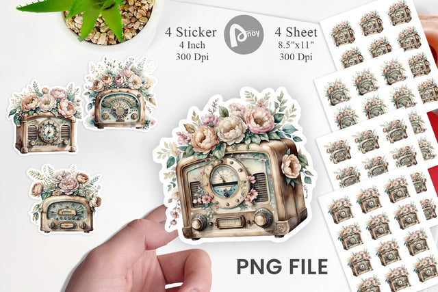 Antique Radio Sticker Sublimation artnoy 