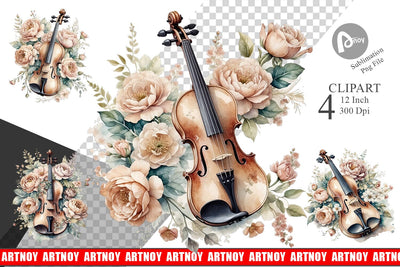 Antique Violin Clipart Sublimation artnoy 