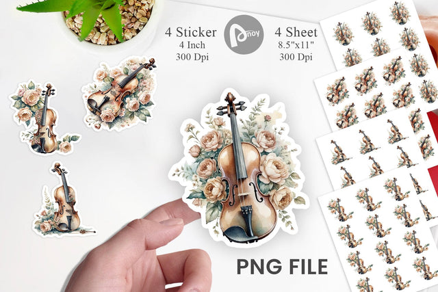 Antique Violin Sticker Sublimation artnoy 