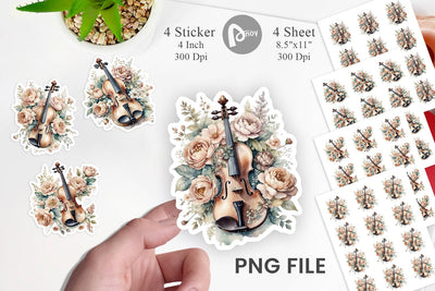 Antique Violin Sticker Sublimation artnoy 