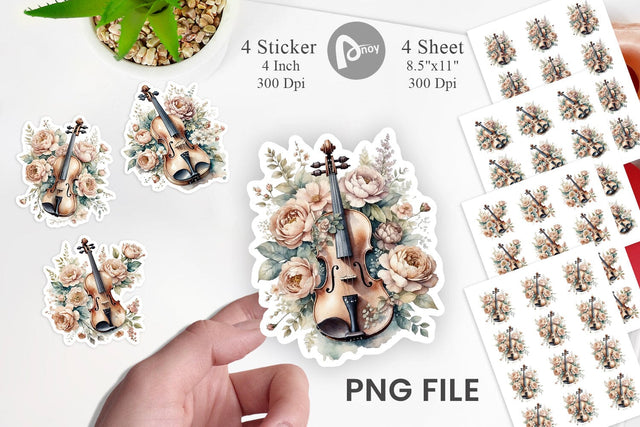 Antique Violin Sticker Sublimation artnoy 