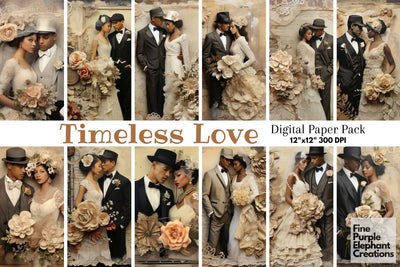Antique Wedding Couples Scrapbook Digital Pattern Fine Purple Elephant Creations 