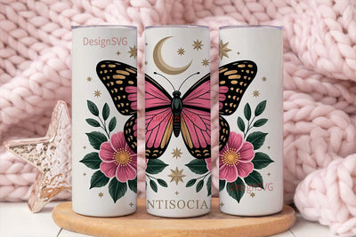 Antisocial Butterfly 20oz Tumbler Wrap Sublimation DesignSVG 