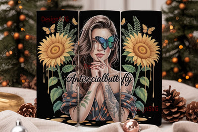 Antisocial Butterfly 20oz Tumbler Wrap Sublimation DesignSVG 