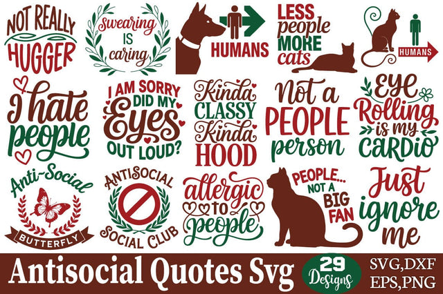 Antisocial Quotes Svg Bundle SVG Angelina750 