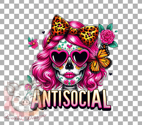Antisocial Skeleton, Skeleton PNG, Sublimation Design, Digital Download, Funny Skeleton, Halloween Art, Introvert Humor, Spooky Decor Sublimation Lara' s Designs 
