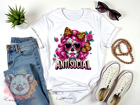 Antisocial Skeleton, Skeleton PNG, Sublimation Design, Digital Download, Funny Skeleton, Halloween Art, Introvert Humor, Spooky Decor Sublimation Lara' s Designs 