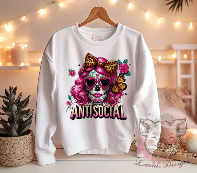 Antisocial Skeleton, Skeleton PNG, Sublimation Design, Digital Download, Funny Skeleton, Halloween Art, Introvert Humor, Spooky Decor Sublimation Lara' s Designs 