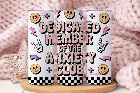 Anxiety Club Tumbler Wrap PNG Sublimation DesignSVG 