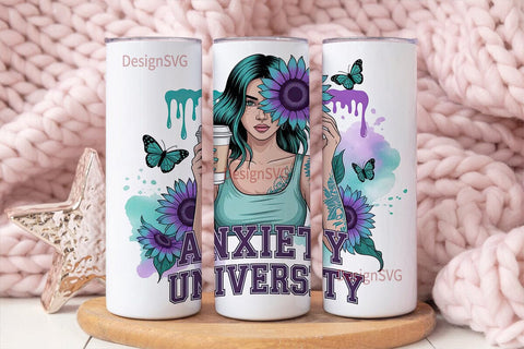 Anxiety University Tumbler Wrap Sublimation DesignSVG 