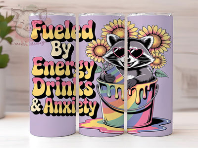 Anxious but Caffeinated Tumbler Wrap, Energy Drink Humor, Anxiety Awareness Cup, Relatable Quote Design, Coffee Lover Gift, Millennial Humor Art, Stress Relief Quote Sublimation Lara' s Designs 