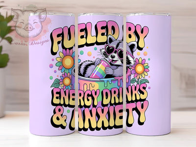Anxious but Caffeinated Tumbler Wrap, Energy Drink Humor, Anxiety Awareness Cup, Relatable Quote Design, Coffee Lover Gift, Millennial Humor Art, Stress Relief Quote Sublimation Lara' s Designs 