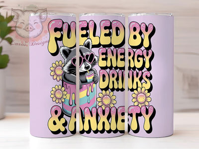 Anxious but Caffeinated Tumbler Wrap, Energy Drink Humor, Anxiety Awareness Cup, Relatable Quote Design, Coffee Lover Gift, Millennial Humor Art, Stress Relief Quote Sublimation Lara' s Designs 