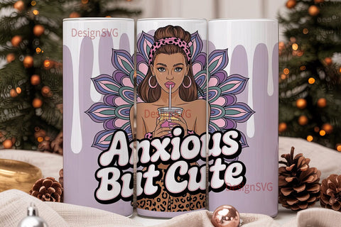 Anxious But Cute 20oz Tumbler Wrap Sublimation DesignSVG 