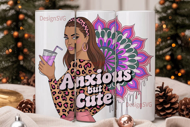 Anxious But Cute 20oz Tumbler Wrap Sublimation DesignSVG 