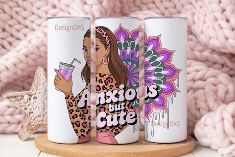 Anxious But Cute 20oz Tumbler Wrap Sublimation DesignSVG 