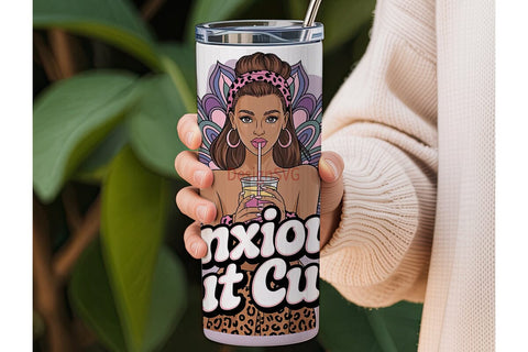 Anxious But Cute 20oz Tumbler Wrap Sublimation DesignSVG 