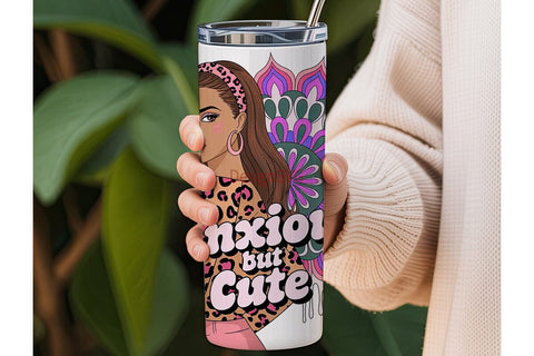 Anxious But Cute 20oz Tumbler Wrap Sublimation DesignSVG 