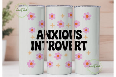 Anxious Introvert 20oz Tumbler Wrap Sublimation PixelChick 