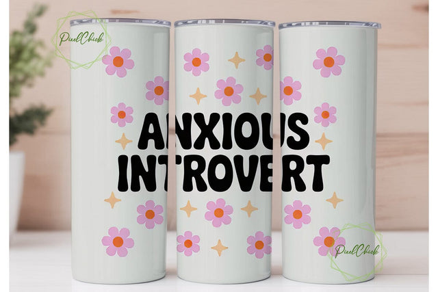 Anxious Introvert 20oz Tumbler Wrap Sublimation PixelChick 