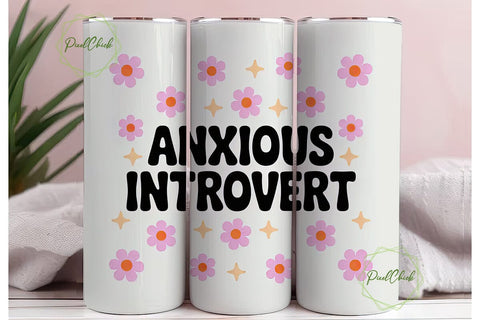 Anxious Introvert 20oz Tumbler Wrap Sublimation PixelChick 