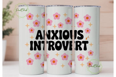 Anxious Introvert 20oz Tumbler Wrap Sublimation PixelChick 