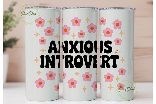 Anxious Introvert 20oz Tumbler Wrap Sublimation PixelChick 