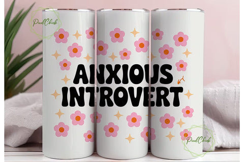 Anxious Introvert 20oz Tumbler Wrap Sublimation PixelChick 